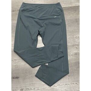 Gymshark Women's Crossover Leggings Athletic Lightweight Thunder Green Gray XL